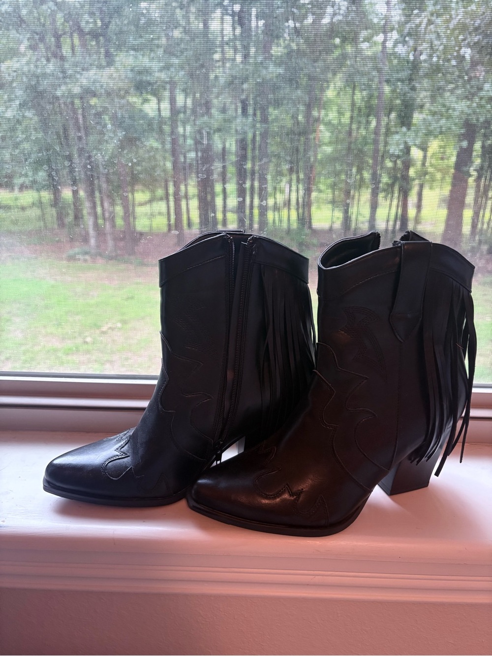 Pierre Dumas Black Fringe Western Ankle Boots